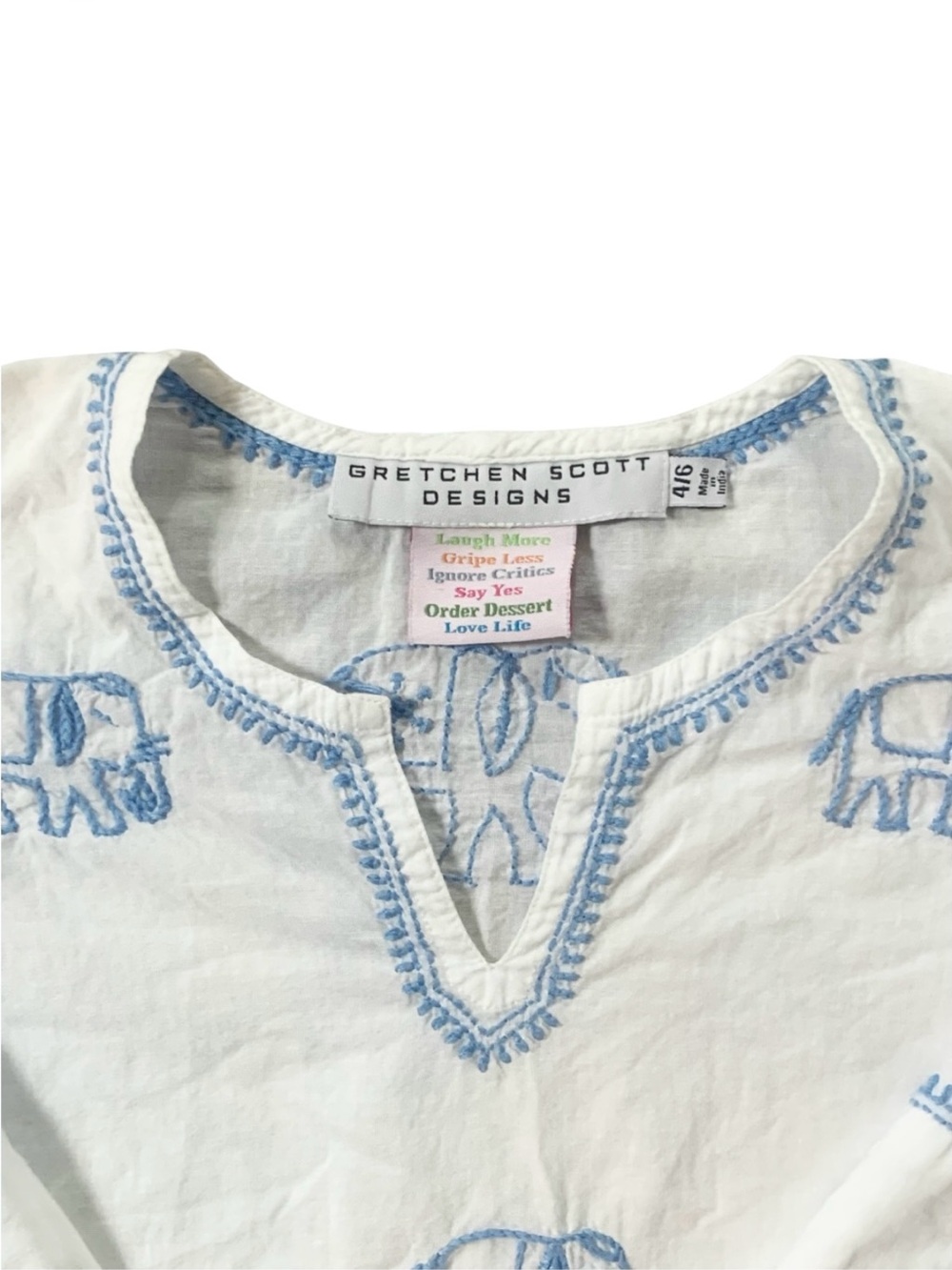 Gretchen Scott Elephant Cotton Tunic Top Resort Beach Coverup Little Girls 4/6 - Picture 2 of 5